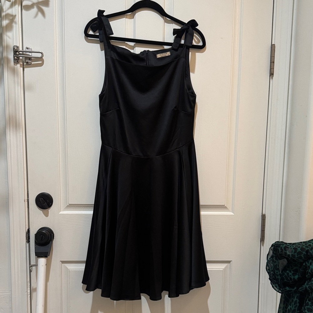 Acevog Black Mini Dress with Bow Straps